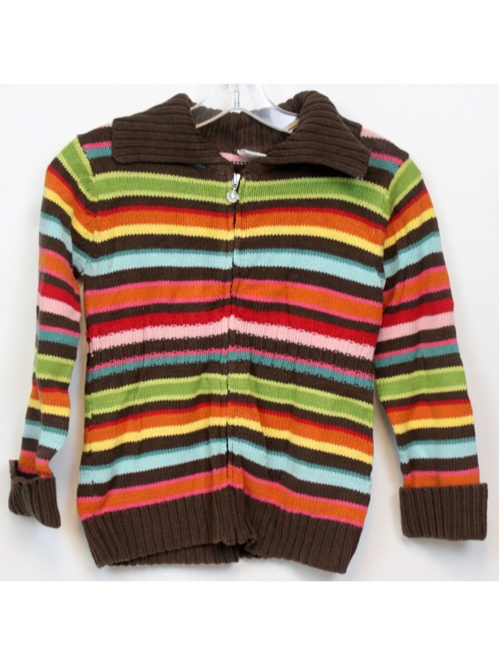 2007 Gymboree Cupcake Cutie Striped Cardigan Sweater sz 7 zippered Sweater Multi